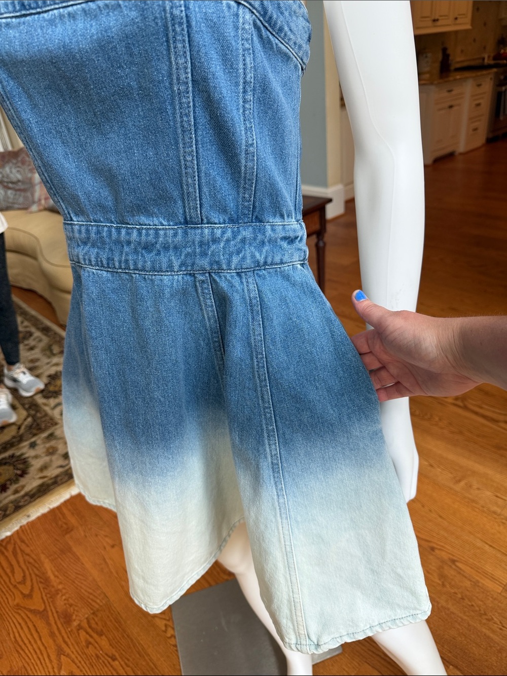 Amanda Uprichard Strapless Ombre Denim Dress in Blue and White - Picture 2 of 12